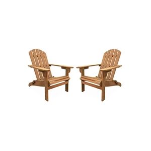 Sweeek Lot de 2 fauteuils de jardin en bois - Adirondack Salamanca- Eucalyptus chaises de terrasse rétro sièges de plage - Publicité