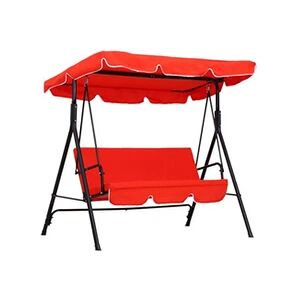 Outsunny Balancelle de jardin 3 places toit inclinaison réglable coussins assise et dossier 1,72L x 1,1l x 1,52H m acier noir polyester rouge - Publicité