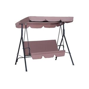 Outsunny Balancelle de jardin 3 places toit inclinaison réglable coussins assise et dossier 1,72L x 1,1l x 1,52H m acier noir polyester marron clair - Publicité