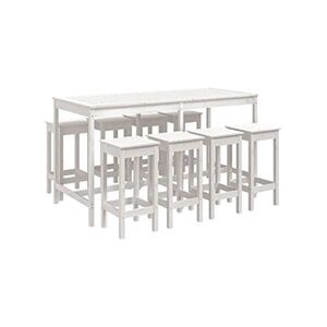 VIDAXL Ensemble de bar de jardin 9 pcs blanc bois de pin massif - Publicité