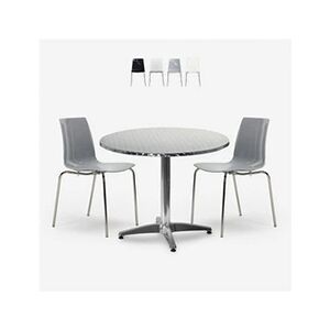 Grand Soleil Ensemble Extérieur 4 Chaises Design Moderne Table Ronde 70cm Acier Bar Restaurant Remos - Publicité