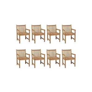 VIDAXL Chaises de jardin 8 pcs avec coussins gris Bois de teck solide - Publicité
