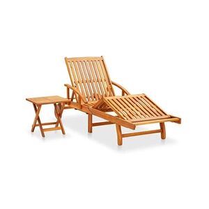 VIDAXL Chaise longue de jardin avec table et coussin Bois d'acacia - Publicité