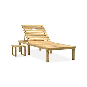 VIDAXL Chaise longue de jardin avec table et coussin Pin imprégné - Publicité