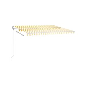 VIDAXL Auvent automatique capteur de vent LED 450x350cm Jaune et blanc - Publicité