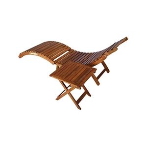 VIDAXL Chaise longue de jardin avec table et coussin Bois d'acacia - Publicité