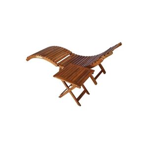 VIDAXL Chaise longue de jardin avec table et coussin Bois d'acacia - Publicité