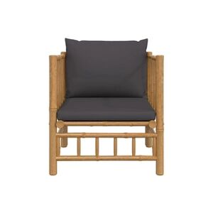 VIDAXL Canapé de jardin avec coussins gris foncé bambou - Publicité