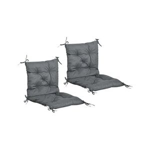 Outsunny Lot de 2 coussins matelas assise dossier 2 en 1 pour chaise fauteuil grand confort 98L x 50l x 8H cm gris - Publicité