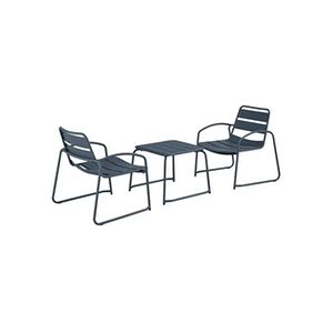 Sweeek Set de jardin relax anthracite Suzana 2 chaises 1 table d'appoint en acier - Publicité