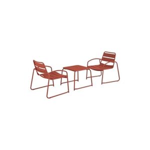 Sweeek Set de jardin relax terracotta Suzana 2 chaises 1 table d'appoint en acier - Publicité