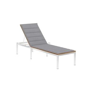 Vente-Unique.com Transat chaise longue bain de soleil lit de jardin terrasse meuble d'extérieur avec coussin bois d'acacia et acier inoxydable 02_0012320 - Publicité