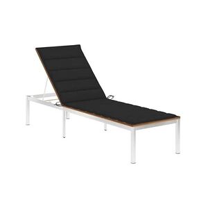 Vente-Unique.com Transat chaise longue bain de soleil lit de jardin terrasse meuble d'extérieur avec coussin bois d'acacia et acier inoxydable 02_0012321 - Publicité