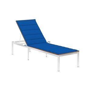 Vente-Unique.com Transat chaise longue bain de soleil lit de jardin terrasse meuble d'extérieur avec coussin bois d'acacia et acier inoxydable 02_0012325 - Publicité