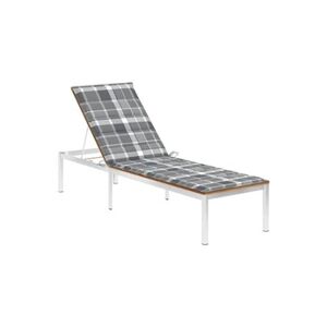 Vente-Unique.com Transat chaise longue bain de soleil lit de jardin terrasse meuble d'extérieur avec coussin bois d'acacia et acier inoxydable 02_0012328 - Publicité