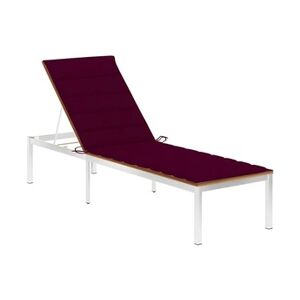 Vente-Unique.com Transat chaise longue bain de soleil lit de jardin terrasse meuble d'extérieur avec coussin bois d'acacia et acier inoxydable 02_0012322 - Publicité