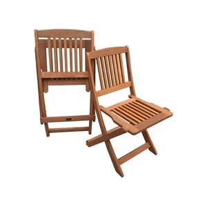 Habitat et Jardin Lot de 2 chaises jardin pliante en bois exotique Hongkong - Maple - Marron clair - Publicité