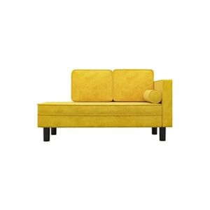 VIDAXL Chaise longue avec coussins et traversin jaune velours - Publicité