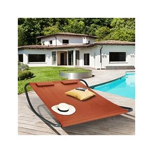 ID Market Lit bain de soleil 180 cm avec toile terracotta et structure gris foncé - Publicité