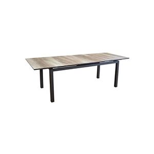 Proloisirs Table de jardin rectangulaire extensible Tahaa plateau Fundermax graphite/wood 180/240 cm - Publicité