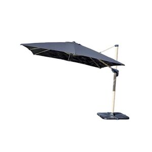 Ozalide EMERAUDE - Parasol déporté 3x3m double inclinaison - effet bois - Gris Anthracite - Publicité