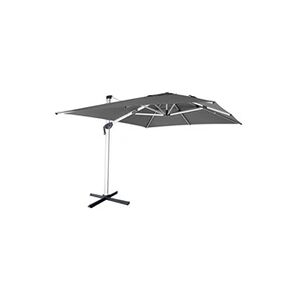 Sweeek Parasol déporté haut de gamme 3x4m gris toile en polyester teintée dans la masse structure aluminium anodisé housse incluse - Publicité