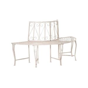 Outsunny Banc d'arbre style antique fer forgé - banc de jardin pour arbre Ø 71 cm max. - banc circulaire - métal blanc effet vieilli - Publicité