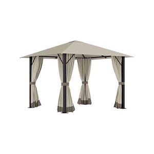 Outsunny Tonnelle barnum de jardin 2,97L x 2,97l m avec 4 parois latérales amovibles - toit avec évent - porte zippée - armature aluminium et acier - beige - Publicité