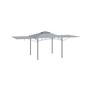 Outsunny Tonnelle pavillon de jardin 3x3 m avec double toit pour ventilation auvents réglables structure en métal tissu polyester gris - Publicité