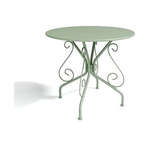 Mylia Table de jardin D.80 cm en métal façon fer forgé - Vert amande - GUERMANTES de - Publicité