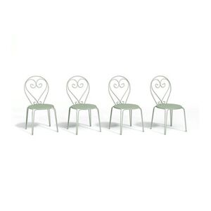 Mylia Lot de 4 chaises de jardin empilables en métal façon fer forgé - Vert amande - GUERMANTES de - Publicité