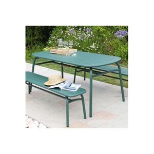 Proloisirs - Ensemble table et 2 bancs de jardin en aluminium Oscar - Publicité