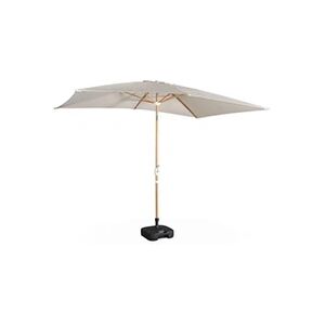 Sweeek Parasol droit sable rectangulaire 2x3m mât central imitation bois en aluminium orientable et manivelle d'ouverture - Publicité