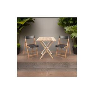 Tramontina - Ensemble table et chaises de jardin pliante en teck FSC Graphite - Publicité