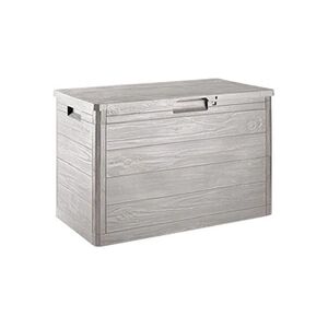 TOOMAX Coffre de Jardin 160L 77 x 44 x 53 cm Gris taupe Effet bois Resine Anti UV Haute résistance gel et intempéries - Publicité