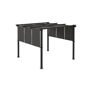 Outsunny Pergola 3 toiles coulissantes - dim. 2,97L x 2,97l x 2,38H m - acier époxy polyester haute densité anthracite - Publicité