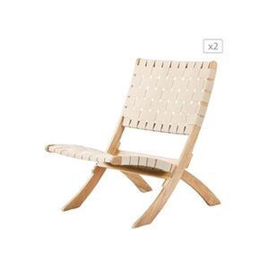 Beau Rivage Lot de 2 fauteuils de jardin MATERA en bois d'acacia FSC blanchi corde naturelle - Publicité