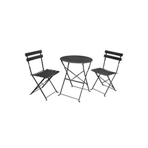 Akord Ensemble de meubles ORION pour balcon : Table ronde & 2 chaises en noir élégant - Publicité
