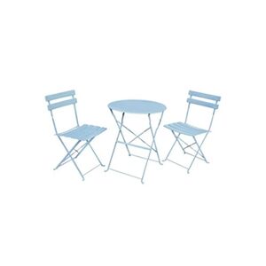 Akord Ensemble de meubles ORION pour balcon : Table ronde & 2 chaises en bleu élégant - Publicité