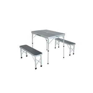 Akord Table de camping avec 2 bancs pliants en gris - Publicité