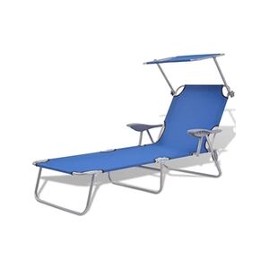 VIDAXL Chaise longue avec auvent Acier Bleu - Publicité