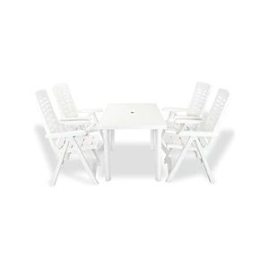 VIDAXL Mobilier à dîner d'extérieur 5 pcs Plastique Blanc - Publicité