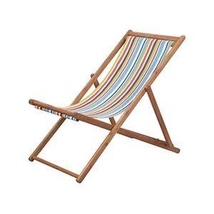 VIDAXL Chaise pliable de plage Tissu et cadre en bois Multicolore - Publicité