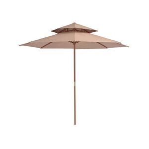 VIDAXL Parasol double avec mât en bois 270 cm Taupe - Publicité