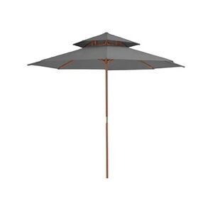 VIDAXL Parasol double avec mât en bois 270 cm Anthracite - Publicité