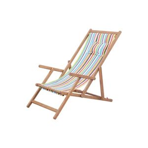 VIDAXL Chaise pliable de plage Tissu et cadre en bois Multicolore - Publicité
