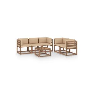 VIDAXL Salon de jardin 6 pcs avec coussins beige - Publicité