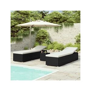 VIDAXL Chaises longues de jardin table à thé 3 pcs Résine tressée Noir - Publicité