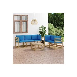 VIDAXL Salon de jardin 6 pcs avec coussins bleu clair - Publicité