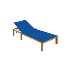 VIDAXL Chaise longue avec coussin bleu royal Bois de pin imprégné - Publicité